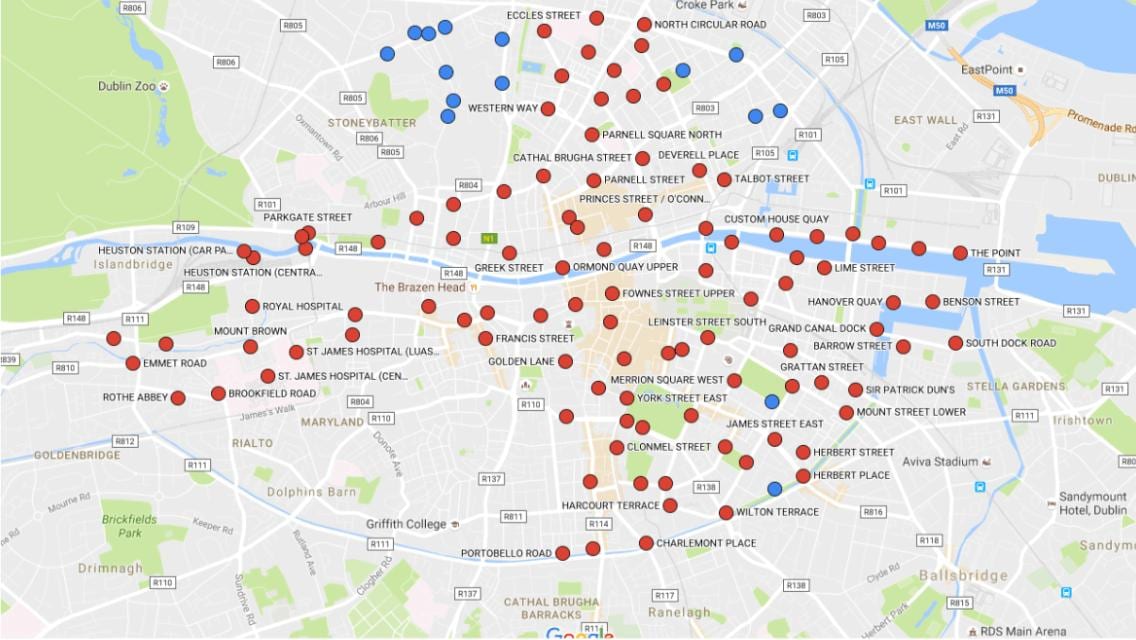 Dublinbikes வரைபடம்