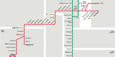 டப்ளின் Luas சிவப்பு கோடு வரைபடம்